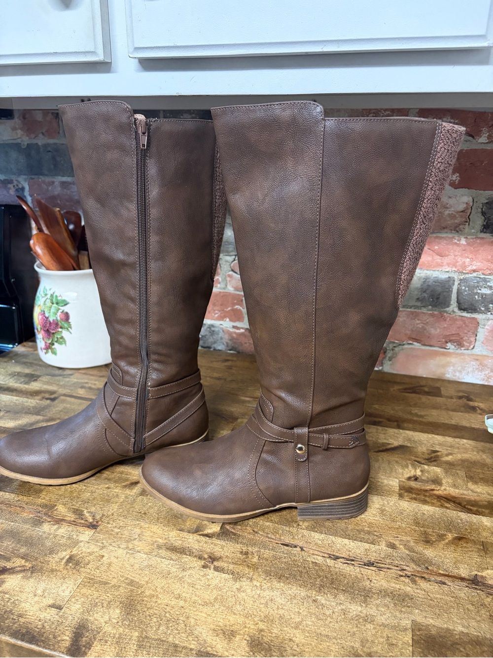 Women's Brown Tall Riding Boots -life stride. Size 9 w and wide calf